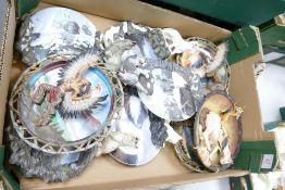 A collection of High & Mighty & Franklin Mint Resin Type Wall plates with North American Indian