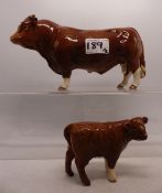 Beswick Limousin Bull and calf both with BCC 1998 backstamp (2)