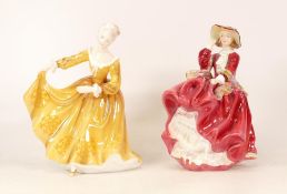 Two Royal Doulton Lady Figures to include Kirsty HN2381 and Top O' The Hill HN1834 (2)