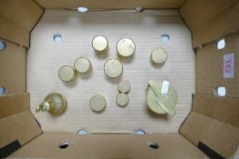 A Collection of Bronze English Currency Weights together with a Graduated set of Avery Weights etc.
