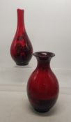 Two Royal Doulton Flambe Woodcut Vases. Height of tallest: 20cm (2)