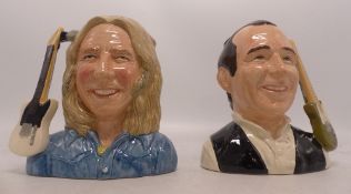 Royal Doulton small Character Jugs Francis Rossi D6961 together with Rick Parfitt D6962 (2)
