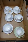 A selection of Shelley ware consisting of 1x Trio Bristol shape and 5x Cups and saucers, Mayfair,