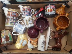 A mixed collection of ceramic items to include Sadler jugs, Beswick tankard, Sylvac face pots,