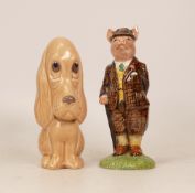 Beswick Gentleman Pig together with a Sylvac Dog 2950 (2)
