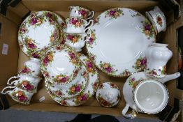 A Collection of Royal Albert Old Country Roses Teaware to include Teapot, Six Trios, Dinner