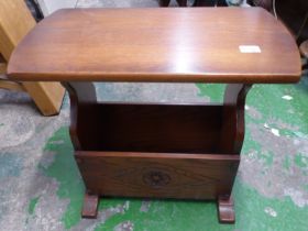 Dark Oak side table with magazine storage below