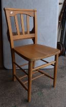 Early-Mid 20th Century Pine Chapel Chair. Height: 80.4cm