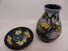 A moorcroft rough Hawksbeard vase (small chip to base) together with Moorcroft peruvian burley