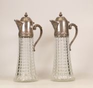 A Pair of Claret Jugs with Pewter Hinged Lids. Height: 30cm (2)