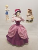 Three Ceramic Figures to include Royal Doulton Lady Pamela HN 2718 seconds, Lady Woodmouse D BH 5