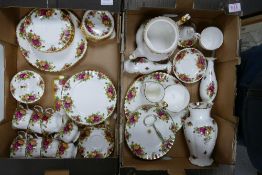 A collection of Royal Albert Old Country Rose Patterned Tea & dinner ware including teapot, 2 tier