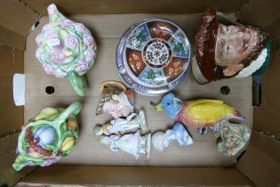 A mixed collection of items to include Royal Doulton Large Character Jug Drake, damaged Beswick