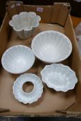 Shelley jelly moulds x4, 1x Ritz Shape, 1x Acanthis shape, 2x Russell shape. (4)