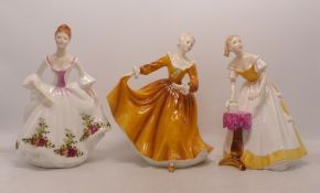 Three Royal Doulton Lady Figures to include Country Rose HN3221, Kirsty HN2381 and Happy Birthday