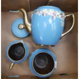 Gibsons blue gold and floral 3 piece tea service