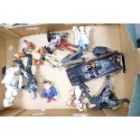 A mixed collection of collectable toys including Rocky, Batman, Superman, Starwars, Dr Who etc