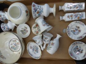 Wedgwood Kutani Crane pattern items to include Fruit Bowl, Ginger Jar, urns vases, ash trays etc (