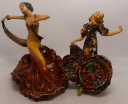 Wade Cellulose figure Carole together with similar unmarked example, both having nibbles and paint