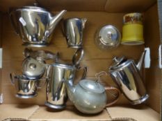A Collection of Silverplate and Pewter Items to include Teapots, Sugar Bowl, one Solid Silver