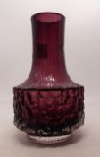 Whitefriars Mallet Vase of 1972 in Aubergine No. 9818. Height: 18cm