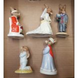 Royal Doulton Bunnykin's figures to include King John, Groom, Bride (2nd), Bedtime and Queen