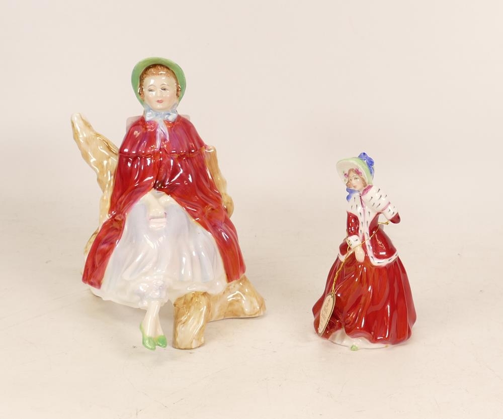 Royal Doulton figures Sally HN2741 and small Christmas Morn HN3212 (2)