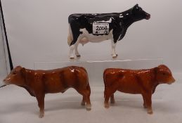 A group of 3 John Beswick cattle figures