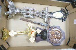 A collection of large Resin & Metal Crucifixes & wall mounts