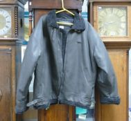 Hugo Boss style gents faux leather bomber jacket, size XL. We cannot confirm authenticity of the