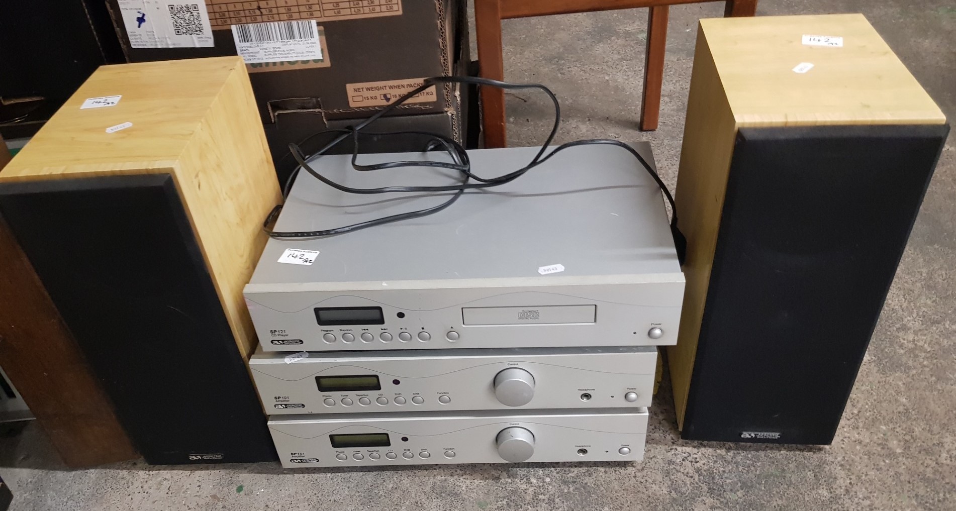 Acoustic solutions SP121 CD player together with 2 SP101 Amplifier with matching speakers