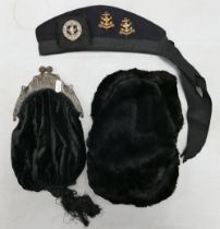 The Boys Brigade hat with badges together with Ladies fur hat and purse