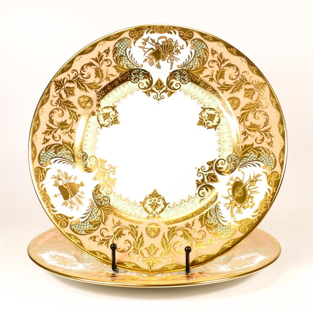 De Lamerie Fine Bone China heavily gilded Private Commission patterned Plates with Arabic Motif,