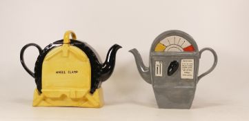 Two Carltonware Novelty Teapots to include Wheel Clamp and Parking Meter (2)