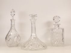 Three quality crystal decanter to include the ships decanter