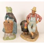 Two Royal Doulton Matte Character Figures to include Old Meg HN2494 and Thanksgiving Hn2446 (2)