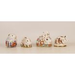 Royal Crown Derby Paperweights Meadow Rabbit, Poppy Mouse, Baby Rowsley Rabbit (boxed with cert) and