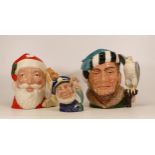 Three Royal Doulton Character Jugs to include The Falconer D6533, Santa Claus D6690 and Old Salt