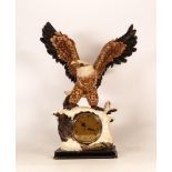 Large Resin Mantle clock in the form of Bald eagle, height 38cm