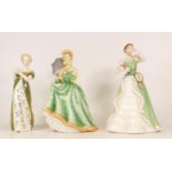 Three Royal Doulton Lady Figures to include Merry Christmas HN3096, Veneta HN2722 and Elizabeth