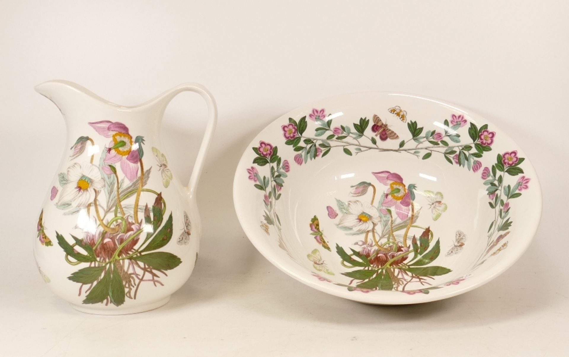 Portmeirion Botanic patterned Wash Bowl & jug, height 22cm(2)