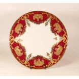 Large De Lamerie Fine Bone China heavily gilded Christmas Garland patterned circular platter ,