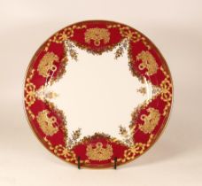Large De Lamerie Fine Bone China heavily gilded Christmas Garland patterned circular platter ,