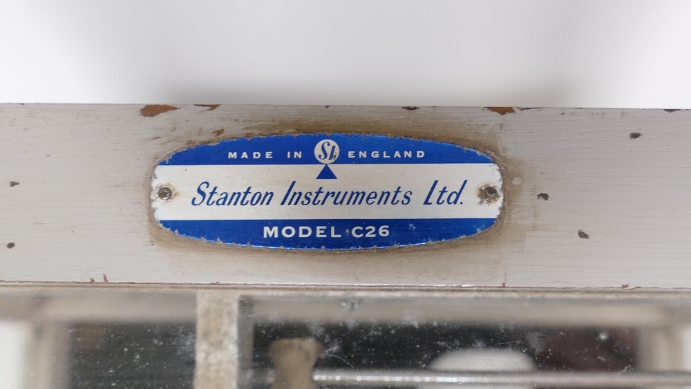 Stanton Instruments Ltd. Model C26 Cased Chemist Scales in Grey Painted Wood Case with Five Glass - Image 3 of 3