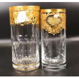 Two De Lamerie Fine Bone China heavily gilded Non Matching Tumblers, specially made high end quality