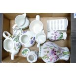 A collection of Portmeirion Botanic patterned items including vases, jugs, toast rack, large