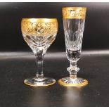 Two De Lamerie Fine Bone China heavily gilded Non Matching Wine Glass & Champagne Flute with Saudi