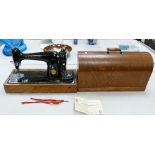 A Cased Singer Sewing Machine No. EF726744 Style 201K.4. B/C/T. R/M. Original Receipt dated to