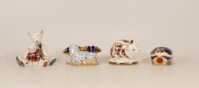 Royal Crown Derby Paperweights Mum and Charlotte, Pair of Lambs, Imari Piglet and Millennium Bug