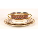 De Lamerie Fine Bone China heavily gilded Private Commission patterned Plate , Two Handled Cup